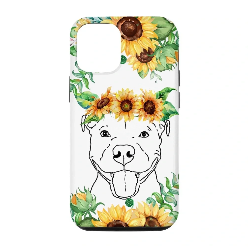 iPhone 12/12 Pro Sunflower Pitbull Hardcover Phone Case